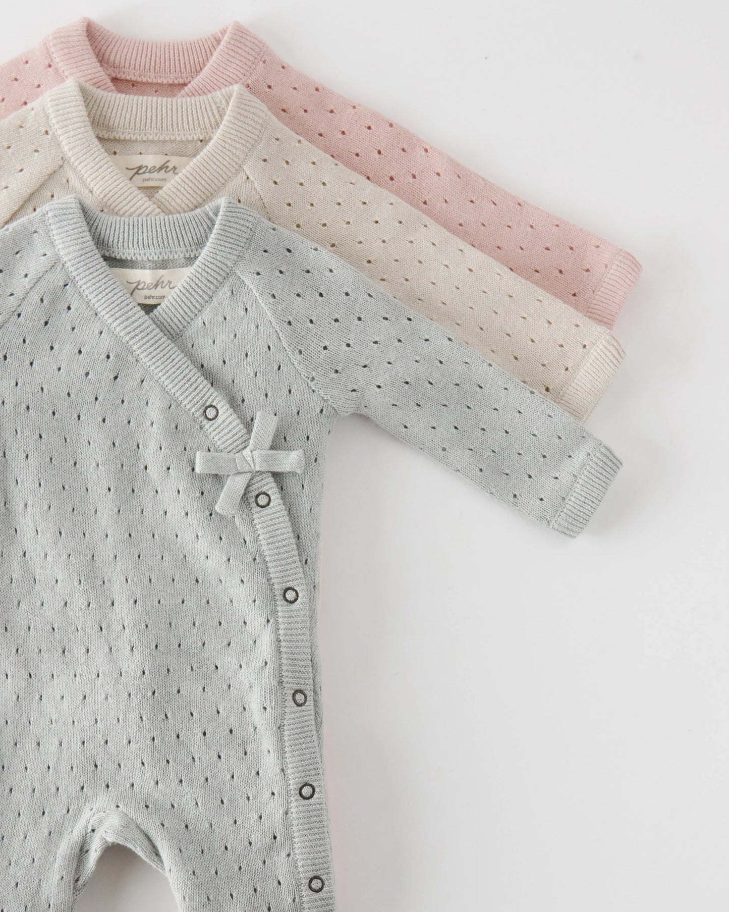 Pointelle Knit Kimono Romper | Soft Peony