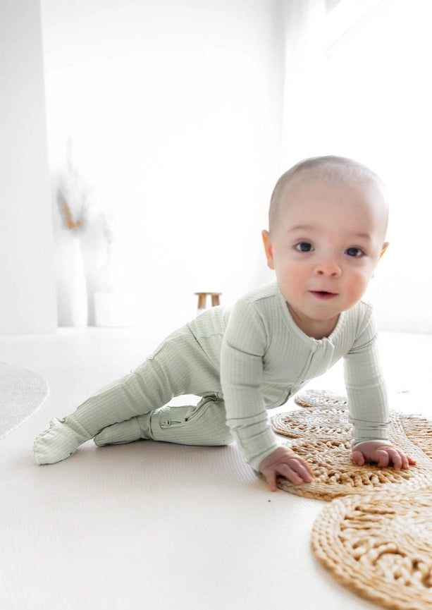 Ribbed Footie | Pistachio