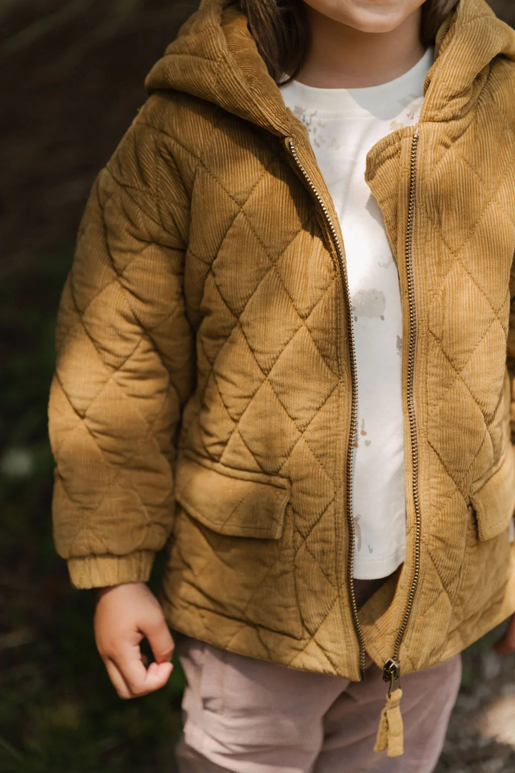Corduroy Quilted Jacket | Ochre