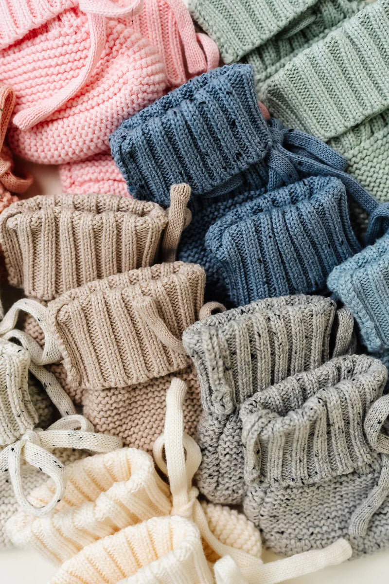Knit Booties | Blue Speckle