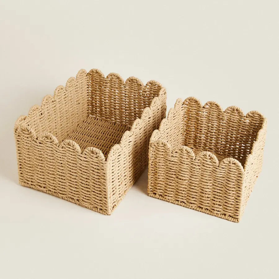 Woven Scalloped Storage Baskets