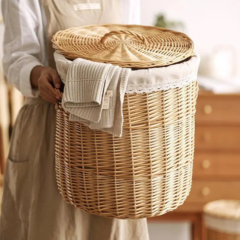 Linen Lined Laundry Basket