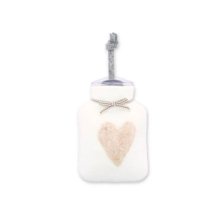 Mini Hot Water Bottle | White Heart