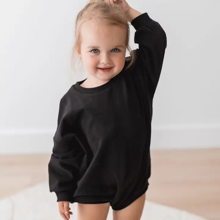 Bubble Sweatshirt Romper | Black
