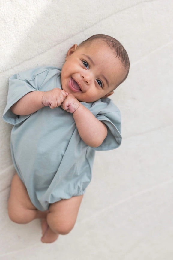 Short Sleeve Bubble Romper | Mist