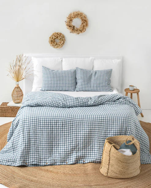 Linen Duvet Cover | Blue Gingham