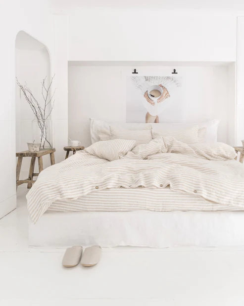 Linen Sheet Set | Natural Stripe