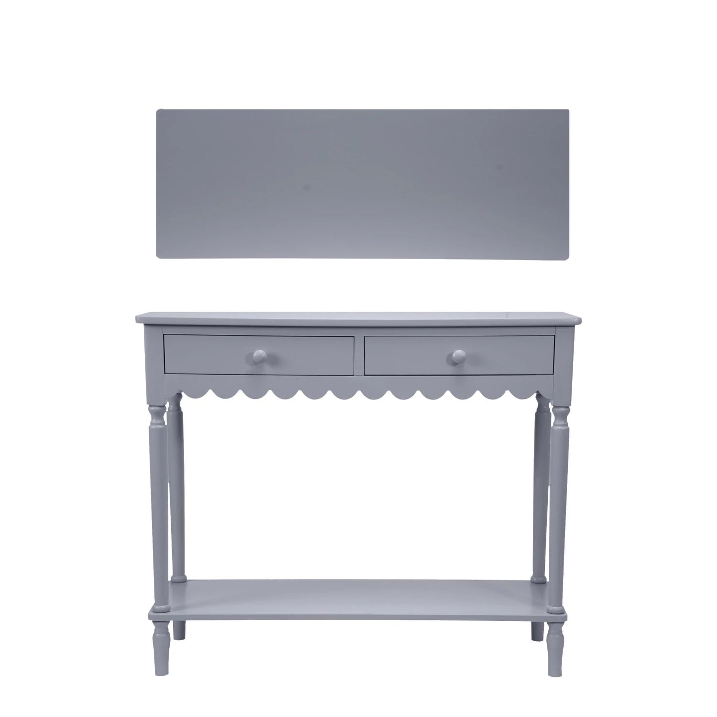 Blue Scalloped Wood Console
