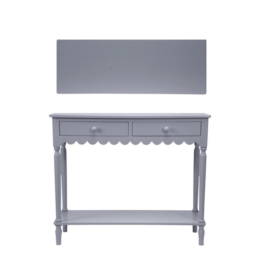 Blue Scalloped Wood Console