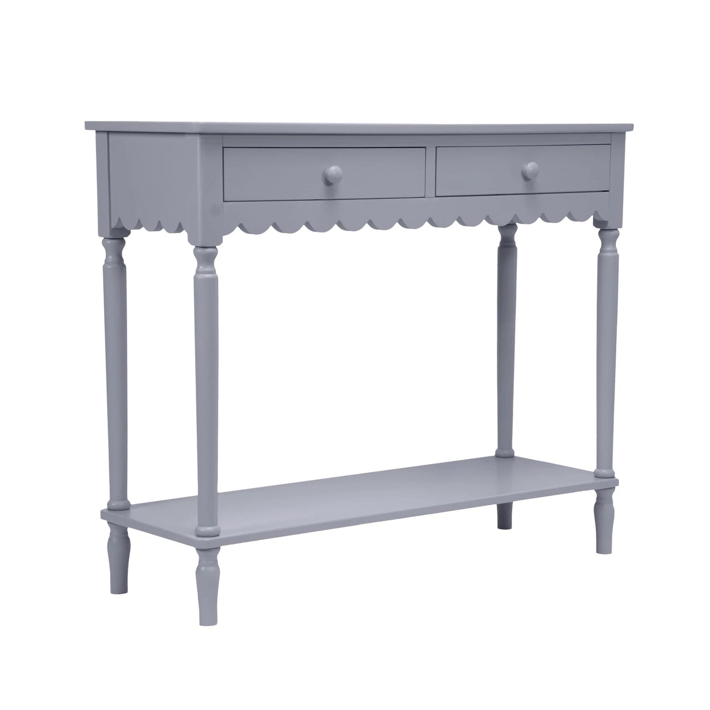 Blue Scalloped Wood Console